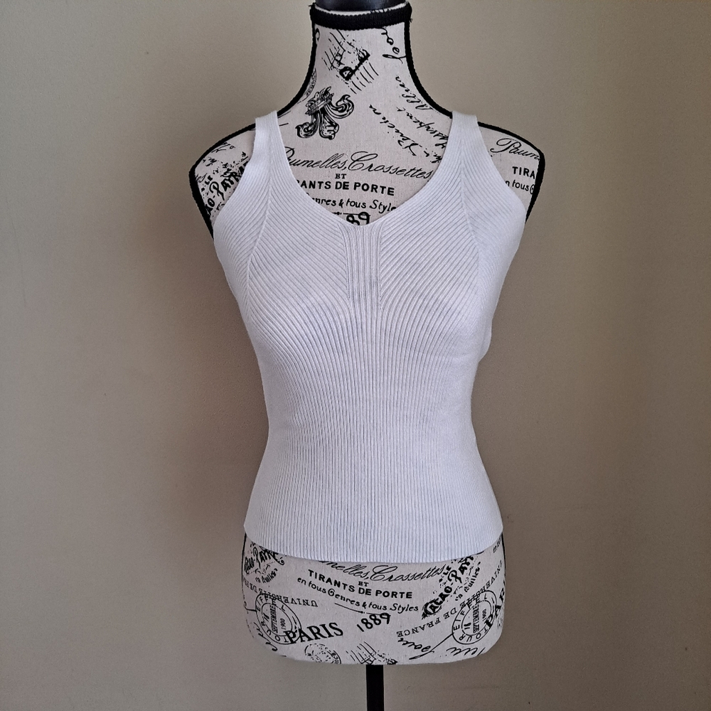 Express White Ribbed Women's Tank Top